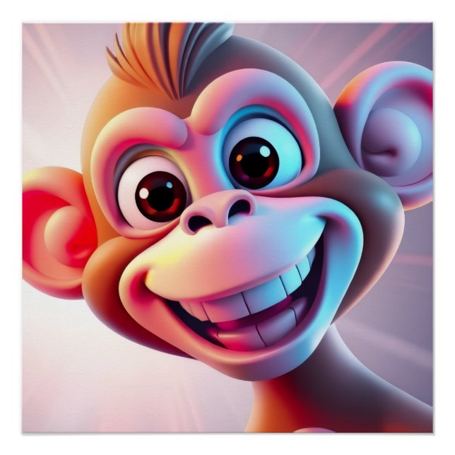 Happy Monkey Jungle Vibes Poster (Front)