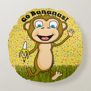 Happy Monkey Round Pillow