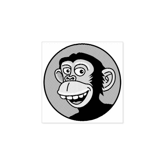 Happy Monkey Wood Art Stamp (Imprint)