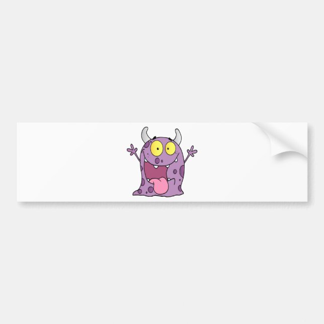 Happy Monster Cartoon Character Bumper Sticker (Front)