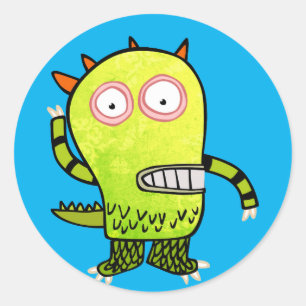 HAPPY MONSTER LAPTOP MESSENGER CLASSIC ROUND STICKER