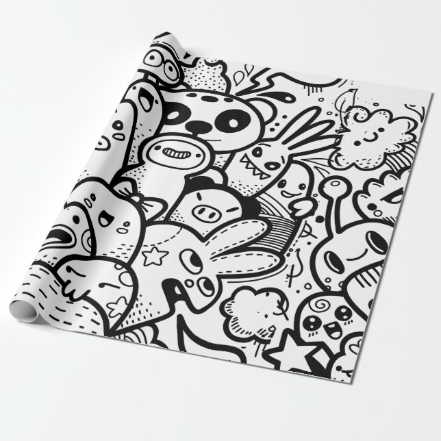 HAPPY MONSTER Wrapping Paper (Unrolled)