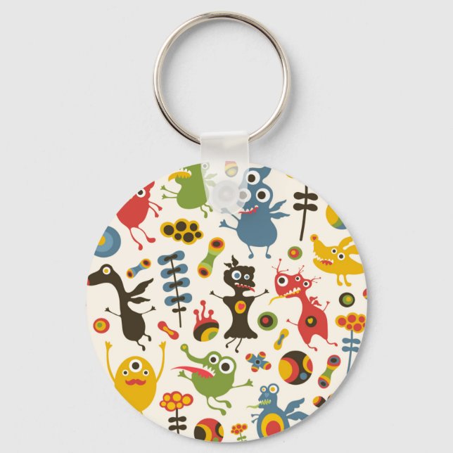 Happy Monsters Button Keychain (Front)