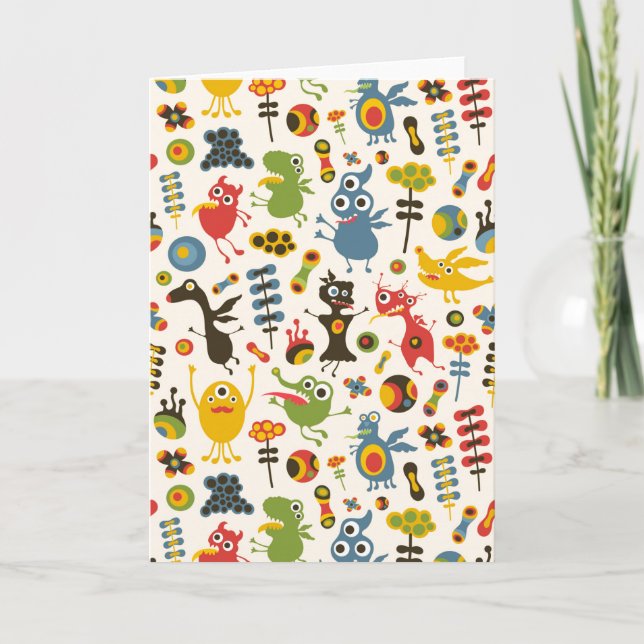 Happy Monsters Greeting Card (Front)