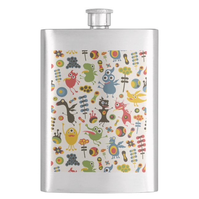 Happy Monsters Hip Flask (Front)