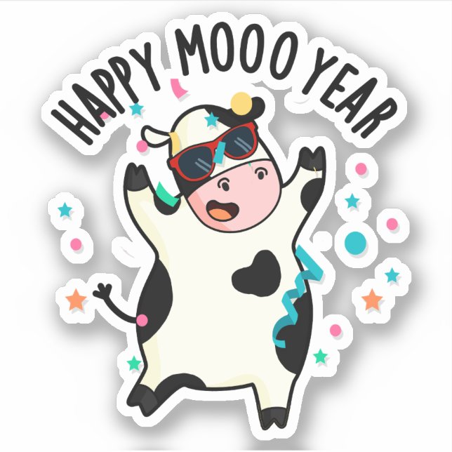 Happy Moo Year Funny Cow Pun  (Front)