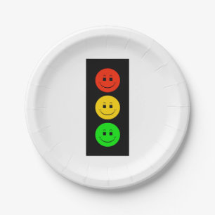 Happy Moody Stoplight Paper Plate