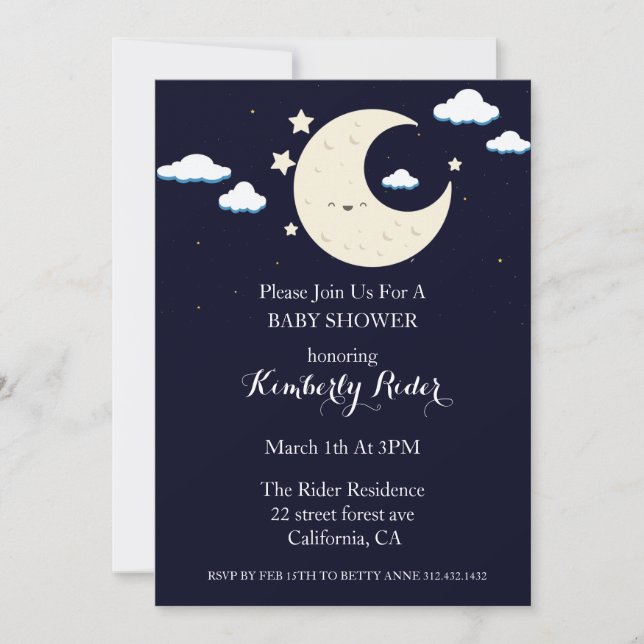 Happy Moon Baby Shower Invitations (Front)