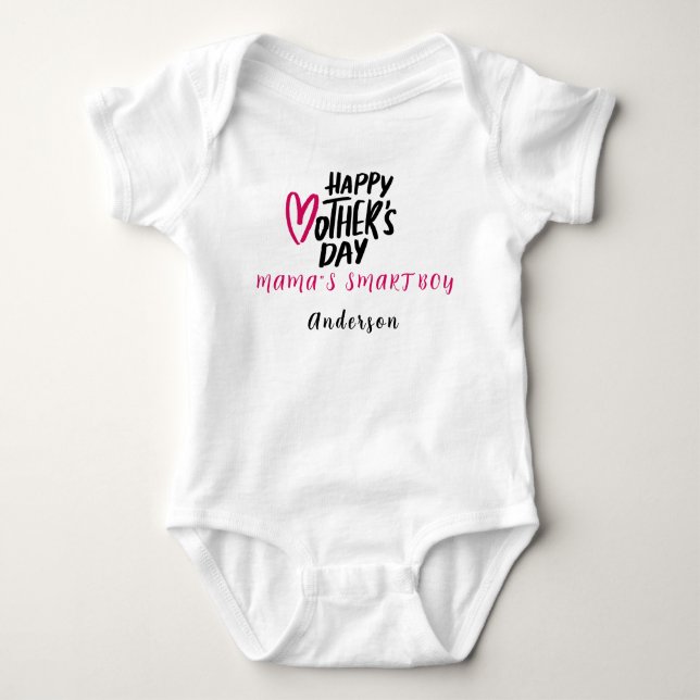 Happy Mother Day Personalised Name Cute Morden  Baby Bodysuit (Front)