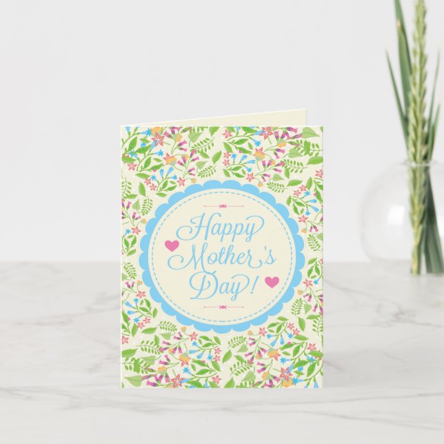 Happy Mother Day Text & Colourful Floral Design 2 Card (Front)