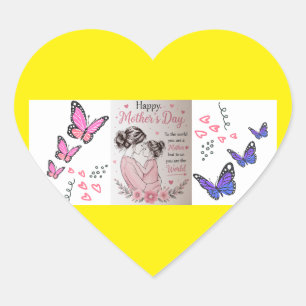 Happy Mother’s Day Butterfly  Heart Sticker
