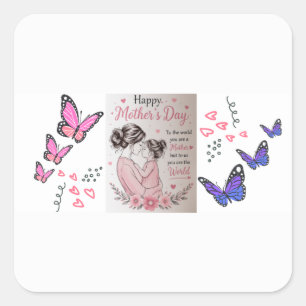 Happy Mother’s Day Butterfly  Square Sticker