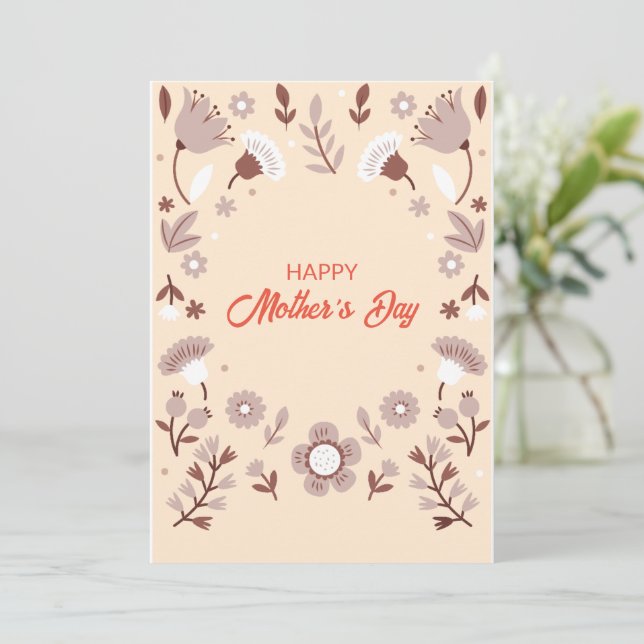 Happy Mother’s Day Card, Floral Mothers day Card (Standing Front)