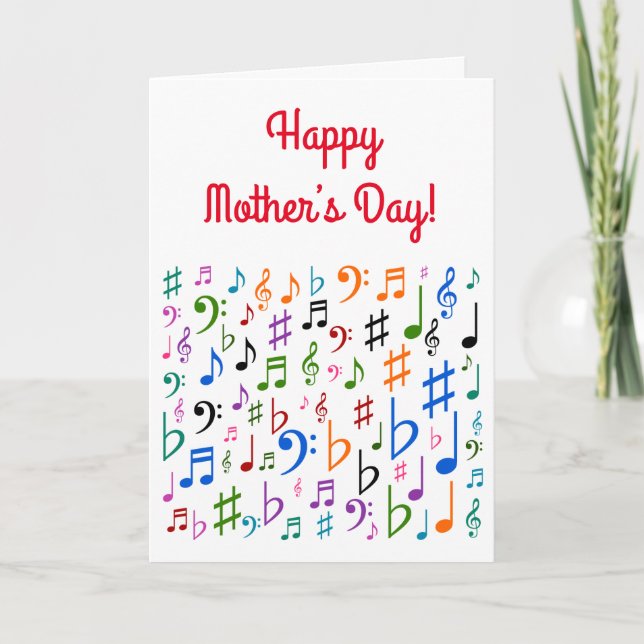 "Happy Mother’s Day!" + Colourful Music Symbols Card (Front)