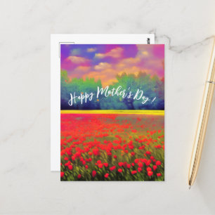 Happy Mother’s Day - Colourful tulip field landsca Postcard