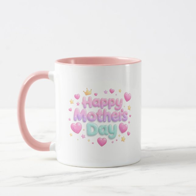 Happy Mother’s Day Cute Bubble Letter Mug (Left)