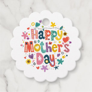 Happy Mother’s Day Floral Cool Stylish Lettering Favour Tags