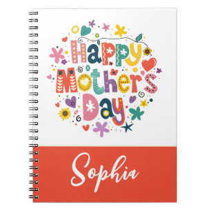 Happy Mother’s Day Floral Cool Stylish Lettering Notebook