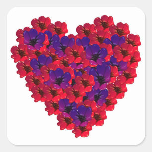 Happy Mother´s Day Floral heart Square Sticker