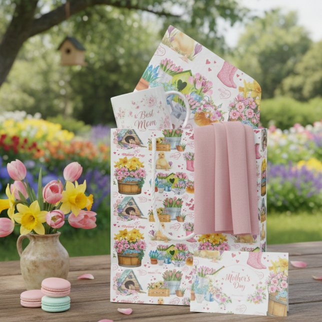 Happy Mother’s Day Floral Spring Garden Medium Gift Bag (Creator Uploaded)
