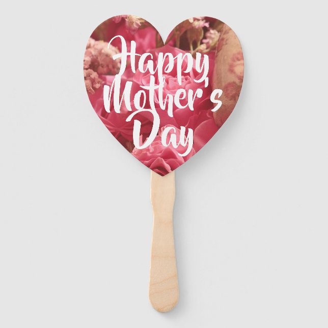 Happy Mother’s Day Heart Roses Hand Fan (Front)