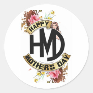 Happy Mother’s Day HMD Collection   Floral Typo Classic Round Sticker