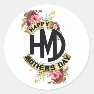 Happy Mother’s Day HMD Collection | Floral Typo Classic Round Sticker