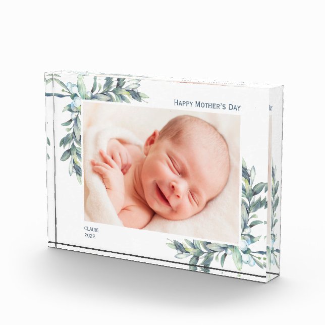 Happy Mother’s Day Photo Block with Leaves Berries (Right)