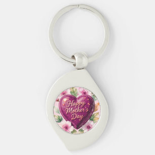 Happy Mother’s Day Purple Heart Bloom Key Ring
