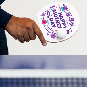 Happy Mother’s Day Retro Style Love You Mom Ping Pong Paddle