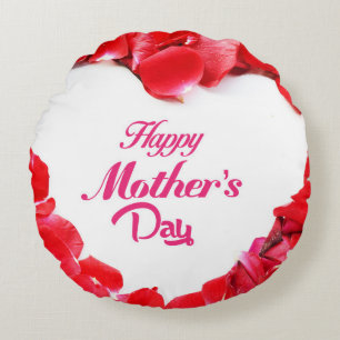 Happy Mother’s Day Rose Petal Circle Art Round Cushion