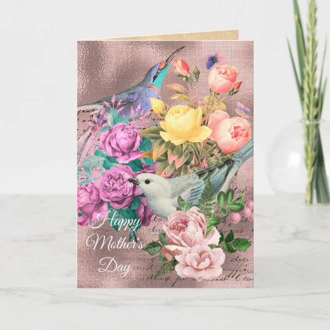 Happy Mother’s Day Song Birds, Roses & Butterflies Card (Front)