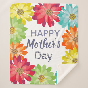 Happy Mother’s Day spring colourful flowers Sherpa Blanket