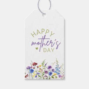Happy Mother’s Day Watercolor Wildflowers & Heart Gift Tags