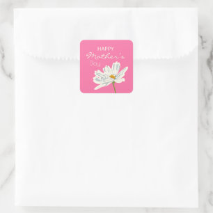 Happy Mother’s Day White  Artistic Flower Colourfu Square Sticker
