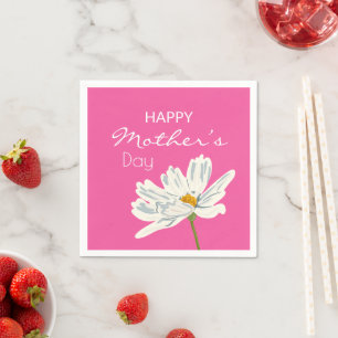 Happy Mother’s Day White  Artistic Flower  Napkin