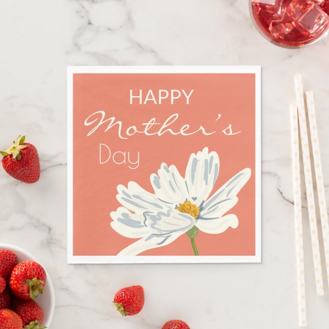 Happy Mother’s Day White  Artistic Flower  Napkin (Insitu)