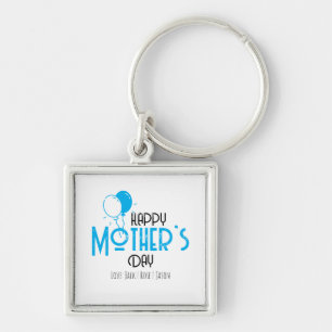 Happy Mother’s Day with Blue Balloons Key Ring