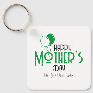 Happy Mother’s Day with Green Balloons Key Ring