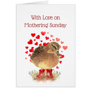 Happy Mothering Sunday Blank Cute Duck Red Boots