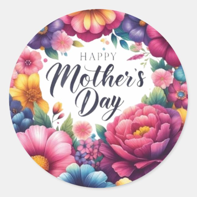 Happy mothers classic round sticker (Front)