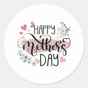 Happy Mother's Day 2025 Cute Floral for Women Mum  Classic Round Sticker