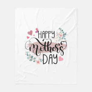 Happy Mother's Day 2025 Cute Floral for Women Mum Fleece Blanket