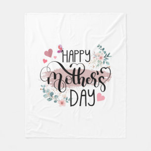 Happy Mother's Day 2025 Cute Floral for Women Mum  Fleece Blanket