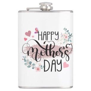 Happy Mother's Day 2025 Cute Floral for Women Mum Hip Flask