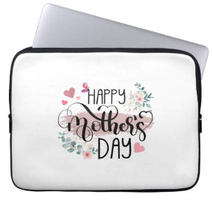 Happy Mother's Day 2025 Cute Floral for Women Mum Laptop Sleeve