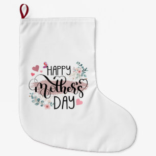 Happy Mother's Day 2025 Cute Floral for Women Mum Large Christmas Stocking