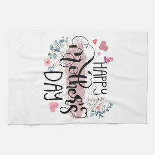 Happy Mother's Day 2025 Cute Floral for Women Mum  Tea Towel