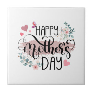 Happy Mother's Day 2025 Cute Floral for Women Mum  Tile