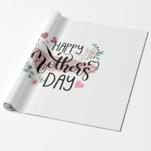 Happy Mother's Day 2025 Cute Floral for Women Mum Wrapping Paper